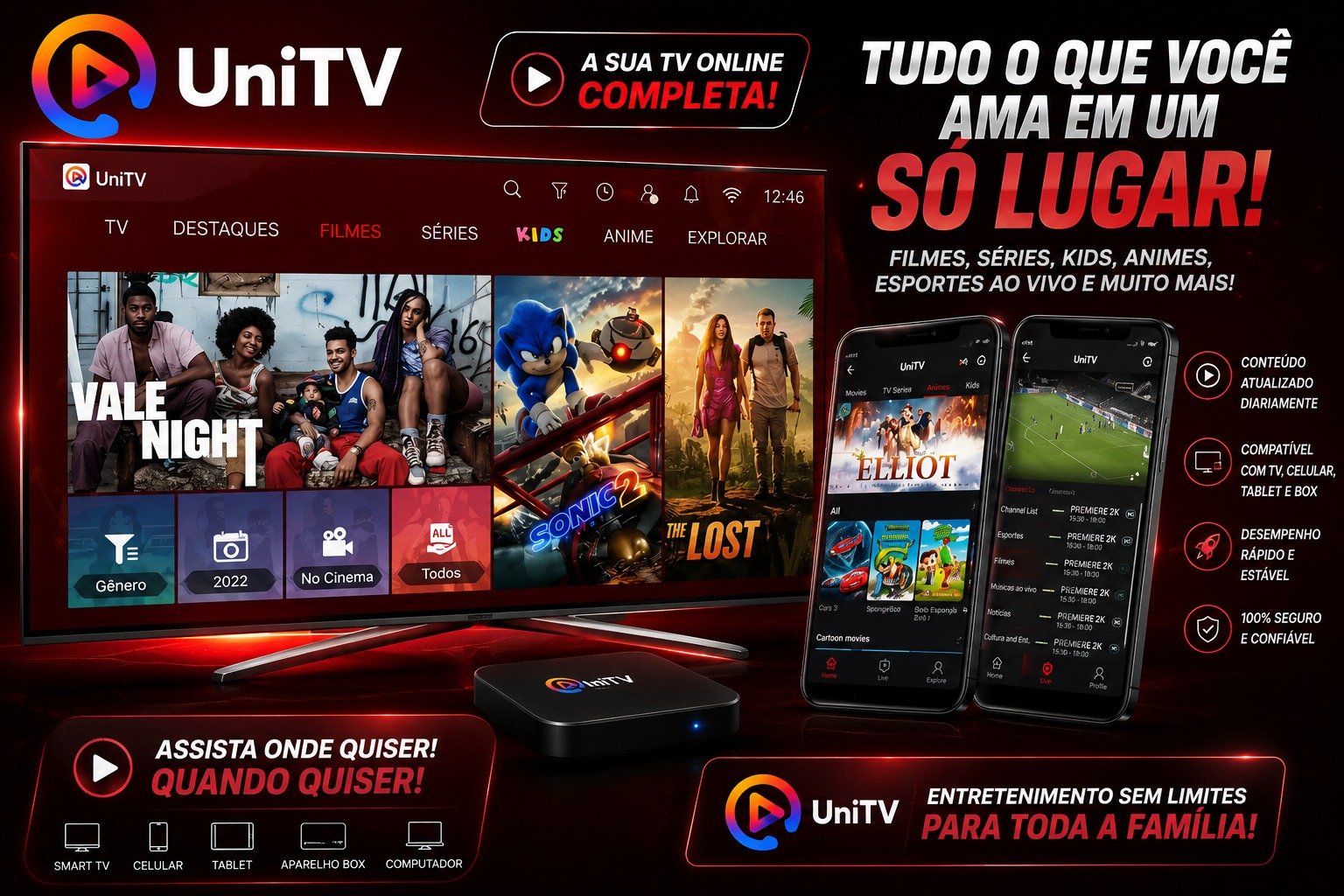 Entretenimento em diferentes dispositivos